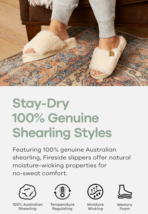 Stay Dry & Comfy 💙 100 Genuine Shearling Styles Dearfoams